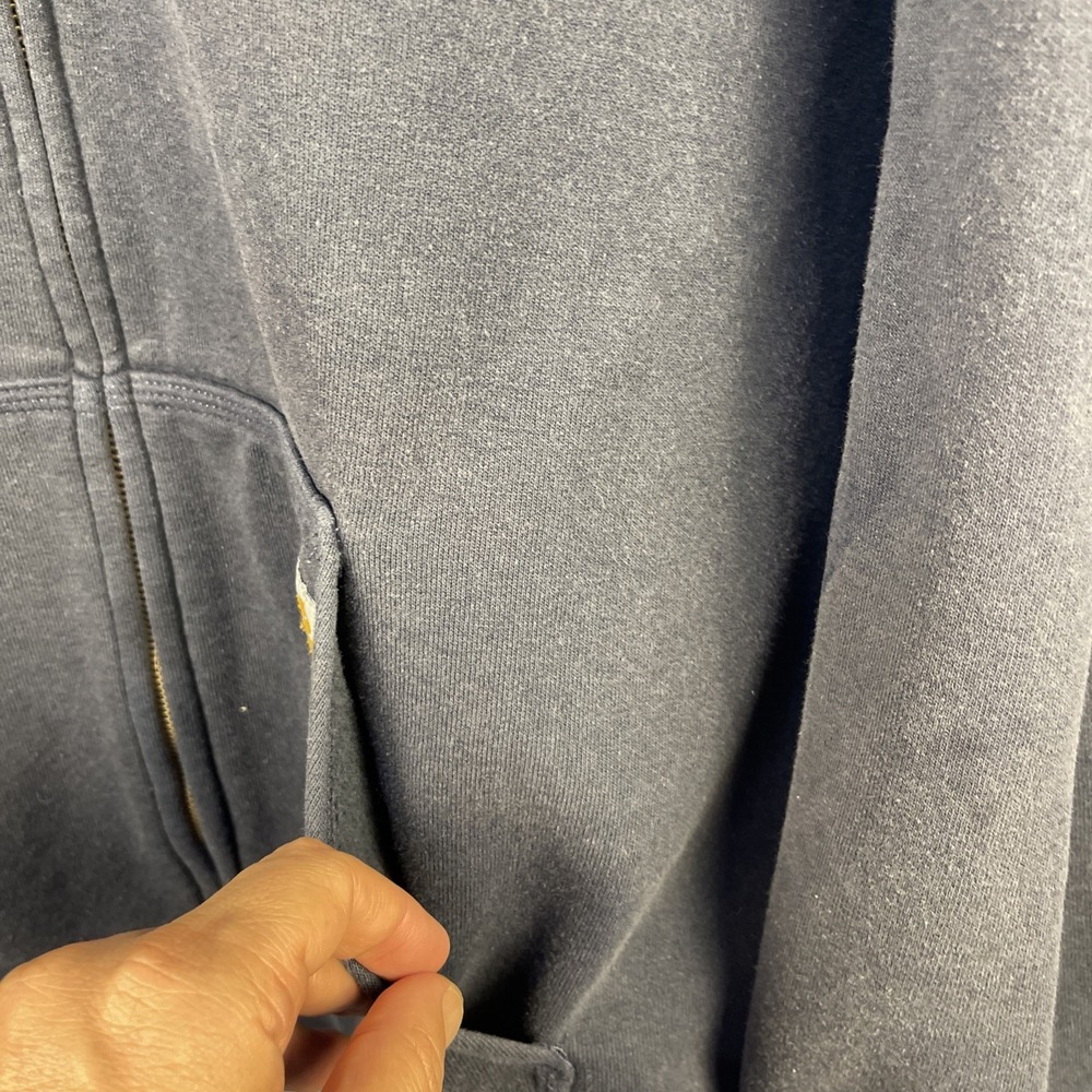 Carhartt Hoodie Mens 2XL Blue Full Zip K122 Pockets Workwear Outdoor - Picture 3 of 14